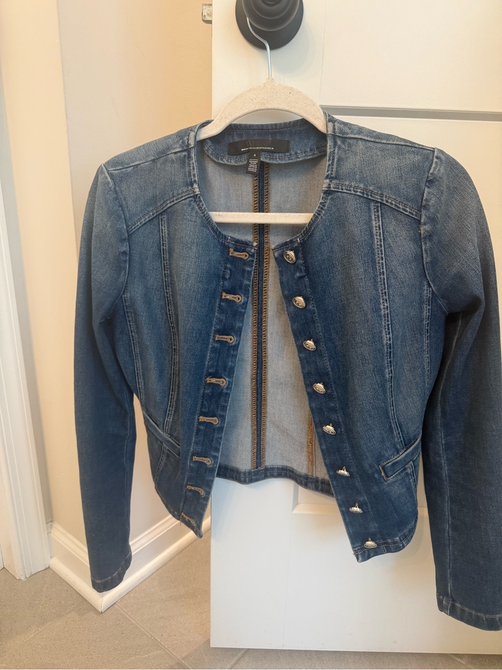 White House Black Market Women's Denim Jacket - Blue